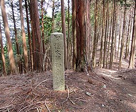 三差路の分岐に石柱